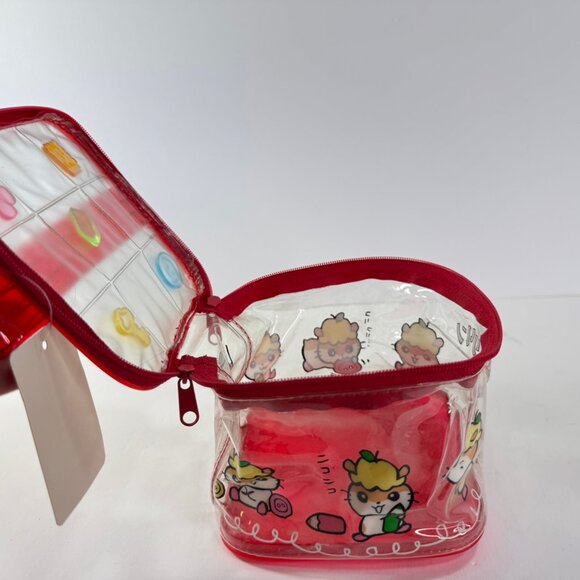 Corocorokuririn 1998 Sanrio Clear & Red Vinyl Plastic Zipper Square Bag - Picture 4 of 14